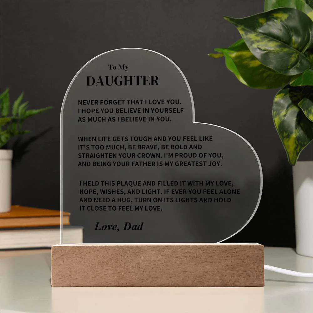 Daughter Gift- LED Heart Acrylic Plaque- From Dad - Image 7