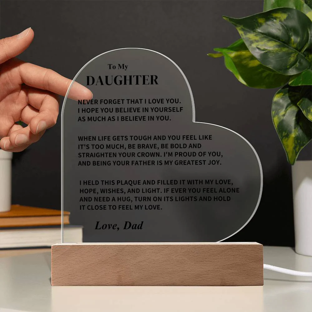 Daughter Gift- LED Heart Acrylic Plaque- From Dad - Image 8