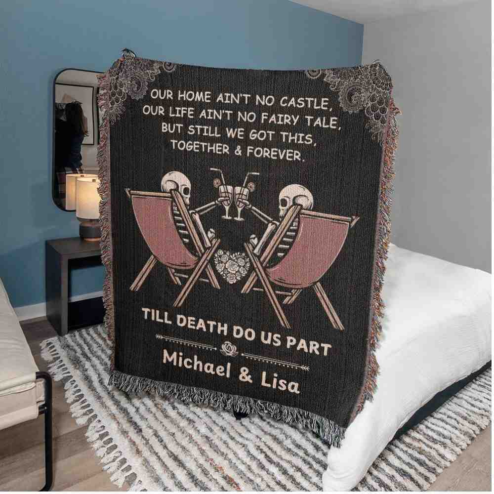 Personalized Skeleton Couples Heirloom Woven Blanket - Image 4