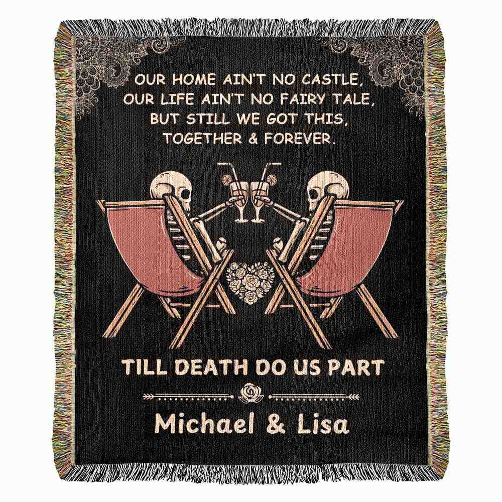 Personalized Skeleton Couples Heirloom Woven Blanket - Image 7