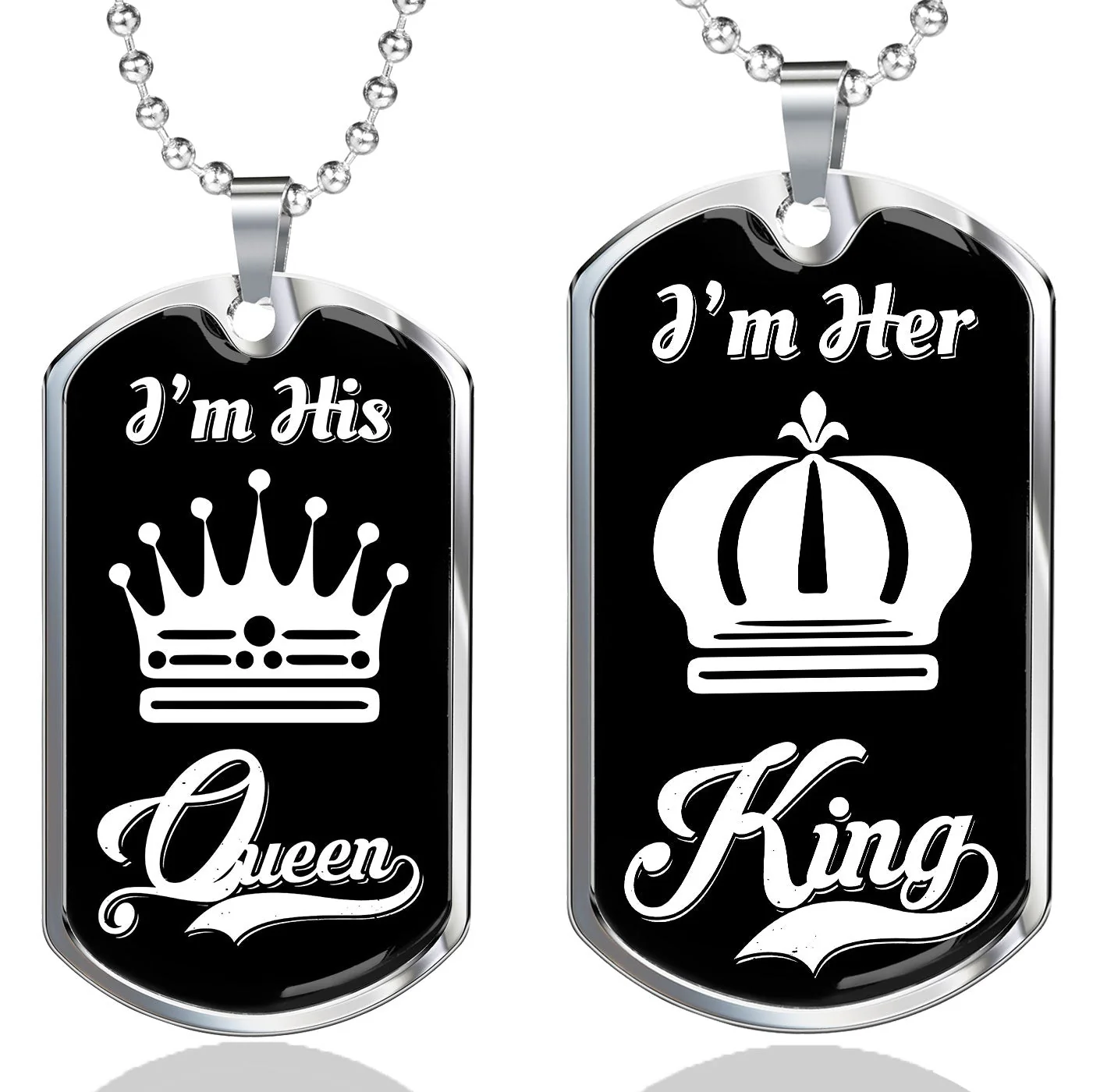 LUXURY DOG TAG BUNDLE; I Am His Queen and I Am Her King - Image 9