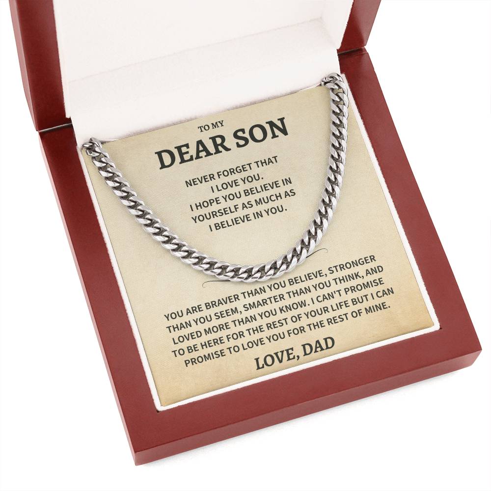 Son Gift, From Dad "Never Forget That I Love You"- Cuban Chain Necklace - Image 3