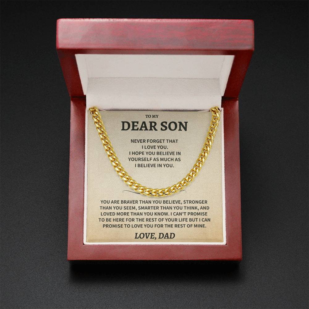 Son Gift, From Dad "Never Forget That I Love You"- Cuban Chain Necklace - Image 4