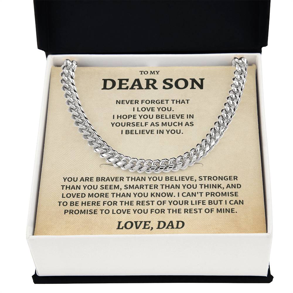 Son Gift, From Dad "Never Forget That I Love You"- Cuban Chain Necklace - Image 7