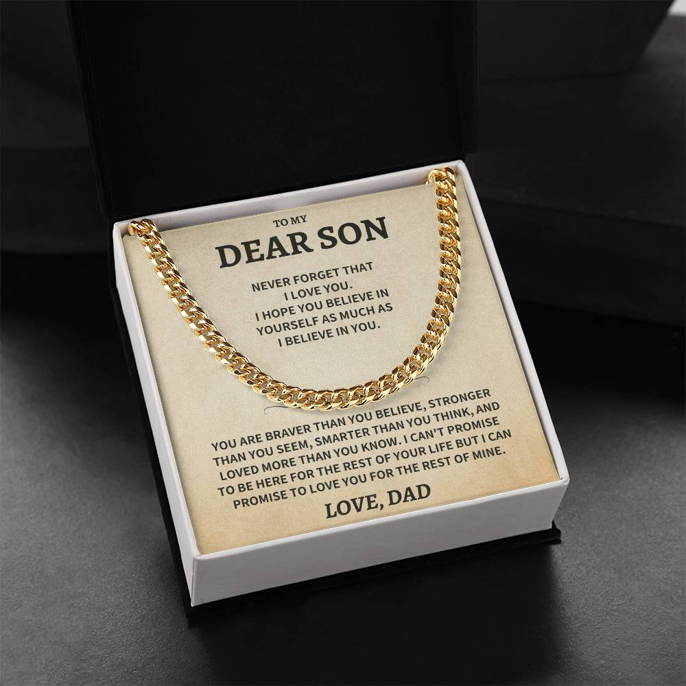 Son Gift, From Dad "Never Forget That I Love You"- Cuban Chain Necklace - Image 8