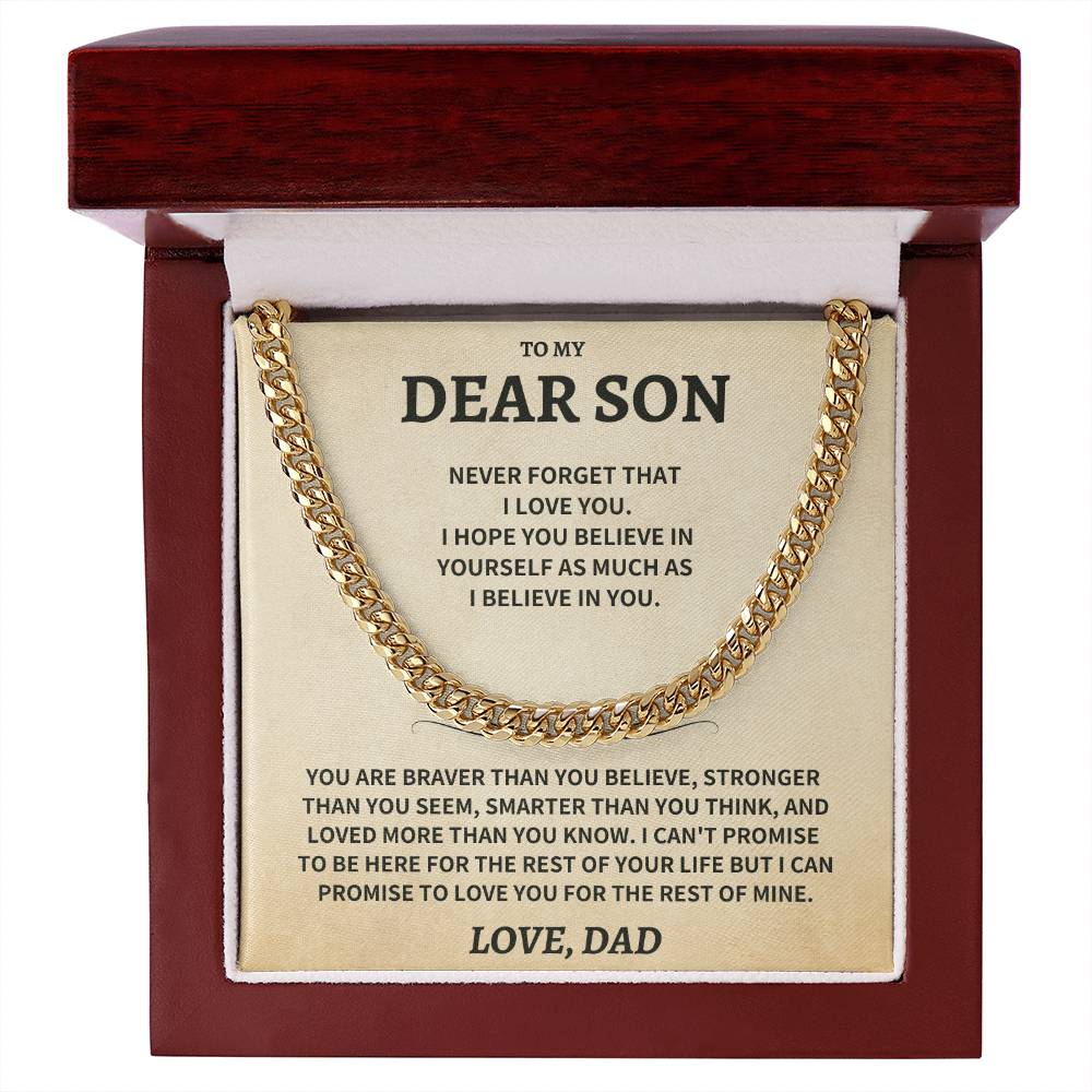 Son Gift, From Dad "Never Forget That I Love You"- Cuban Chain Necklace - Image 9