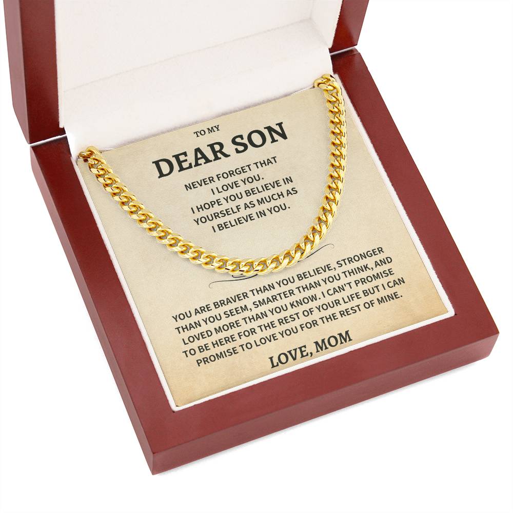 Son Gift, From Mom "Never Forget That I Love You"- Cuban Chain Necklace - Image 10