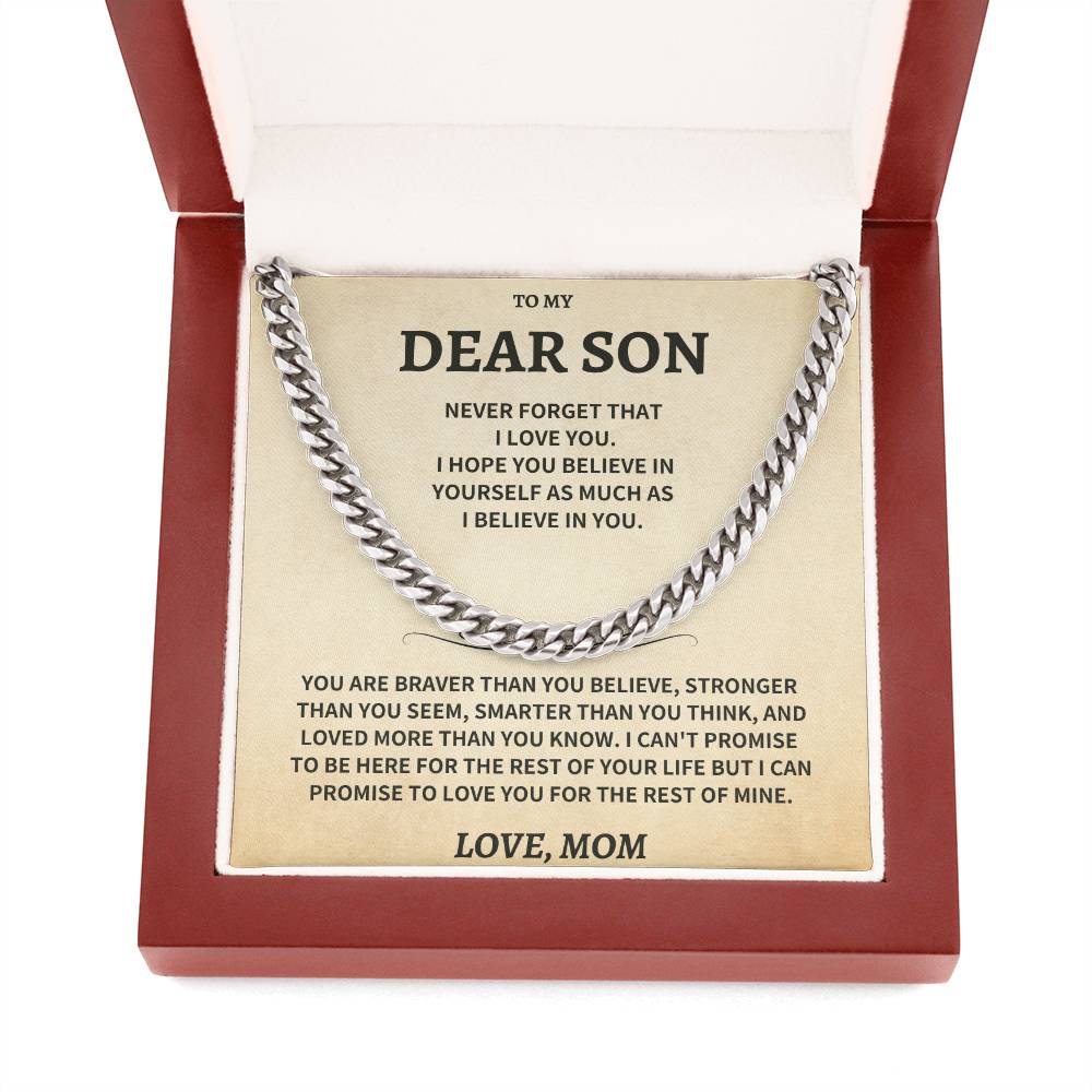 Son Gift, From Mom "Never Forget That I Love You"- Cuban Chain Necklace - Image 11