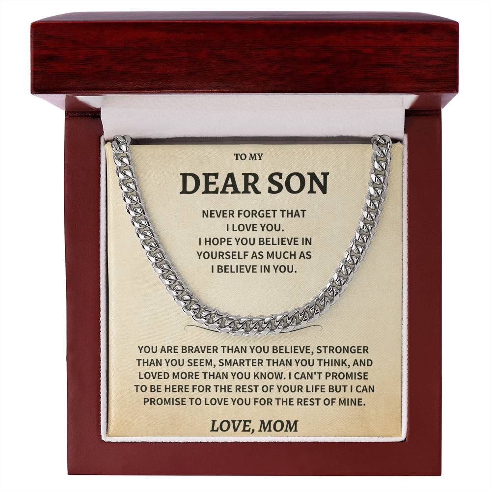 Son Gift, From Mom "Never Forget That I Love You"- Cuban Chain Necklace - Image 13