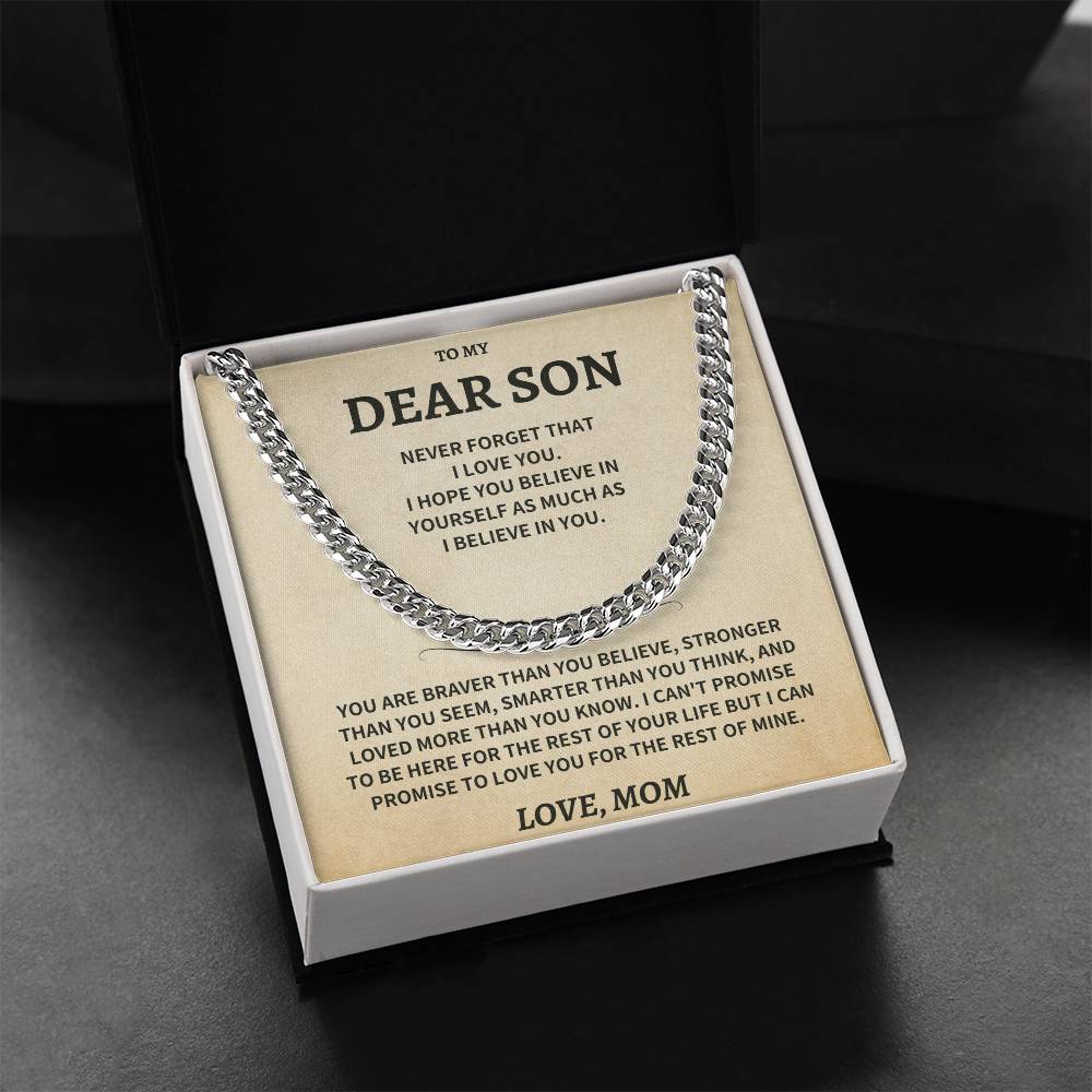 Son Gift, From Mom "Never Forget That I Love You"- Cuban Chain Necklace - Image 3