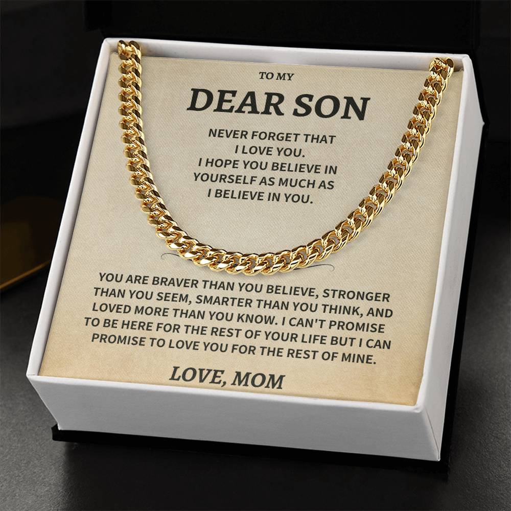 Son Gift, From Mom "Never Forget That I Love You"- Cuban Chain Necklace - Image 6