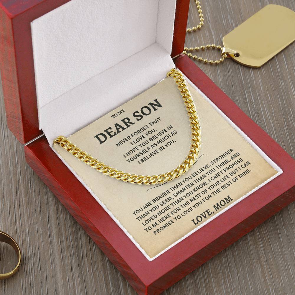 Son Gift, From Mom "Never Forget That I Love You"- Cuban Chain Necklace - Image 8