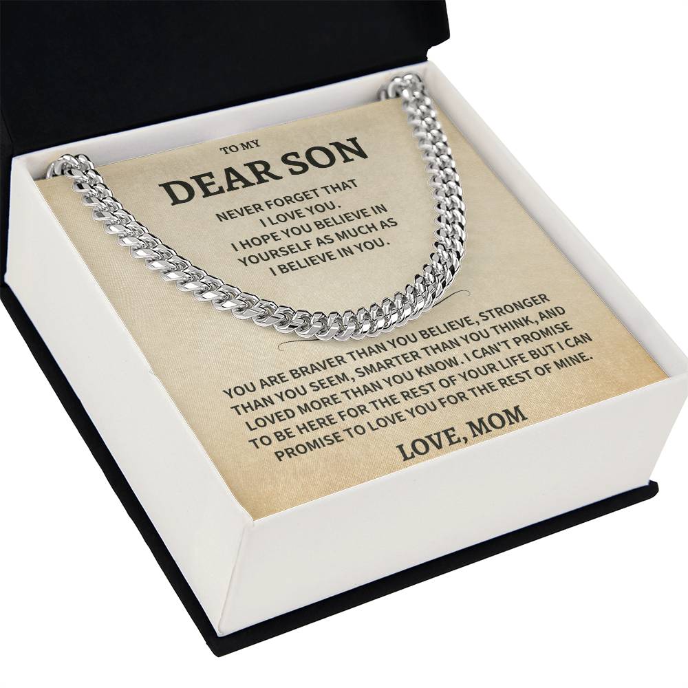 Son Gift, From Mom "Never Forget That I Love You"- Cuban Chain Necklace - Image 9